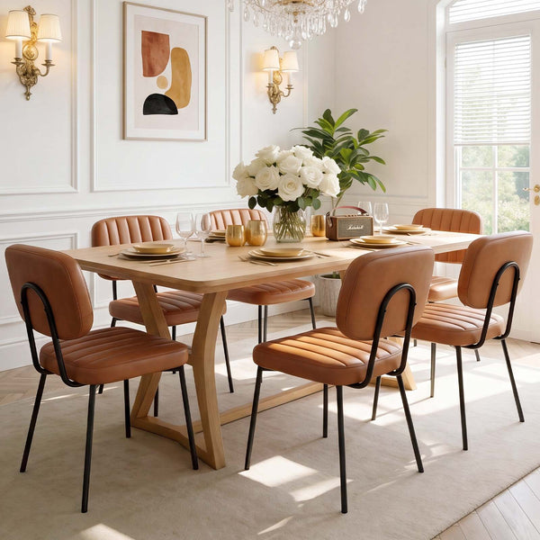 Sweetcrispy Dining Chair 2 Piece Faux Leather Cushion Set for Dining Room