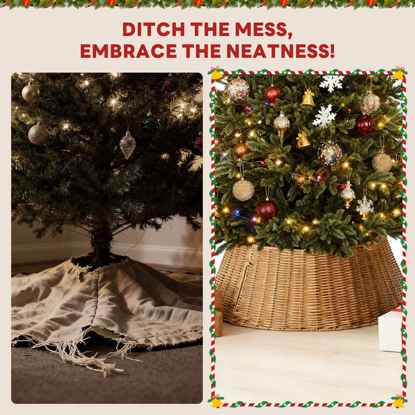 Hand-woven Christmas tree skirt Foldable -Tool-Free-Wrought Iron
