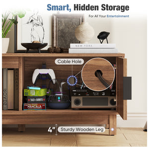 Sweetcrispy Boho TV Stand with Storage, Entertainment Center for TVs up to 65”