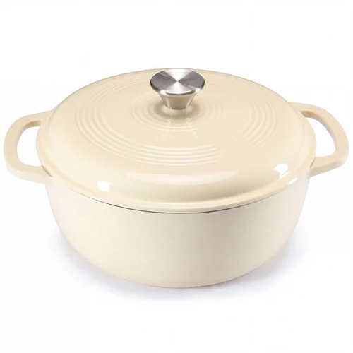Sweetcrispy 6 Quart Enameled Cast Iron Dutch Oven, Moisture-Locking Lid, Dual Handles, Oven Safe, Blue