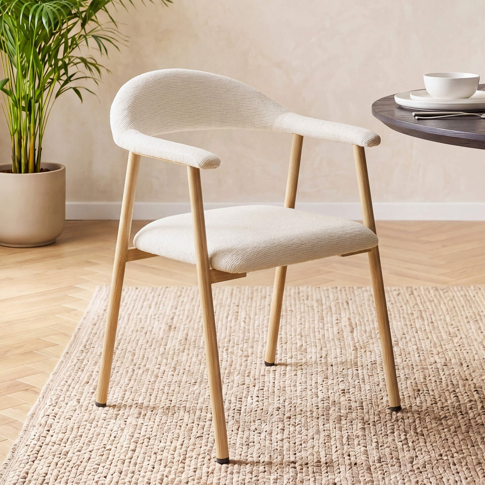 Sweetcrispy Linen-Upholstered Ergonomic Dining Chairs Set of 2