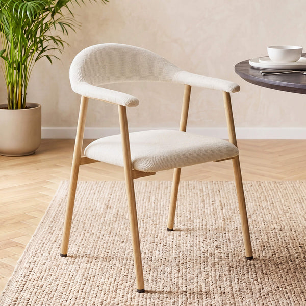 Sweetcrispy Linen-Upholstered Ergonomic Dining Chairs Set of 2