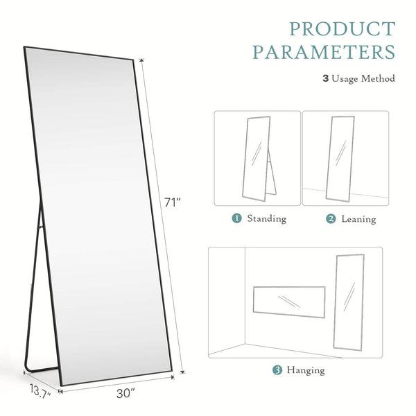 Sweetcrispy Full Length Mirror Standing or Hanging for Bedroom