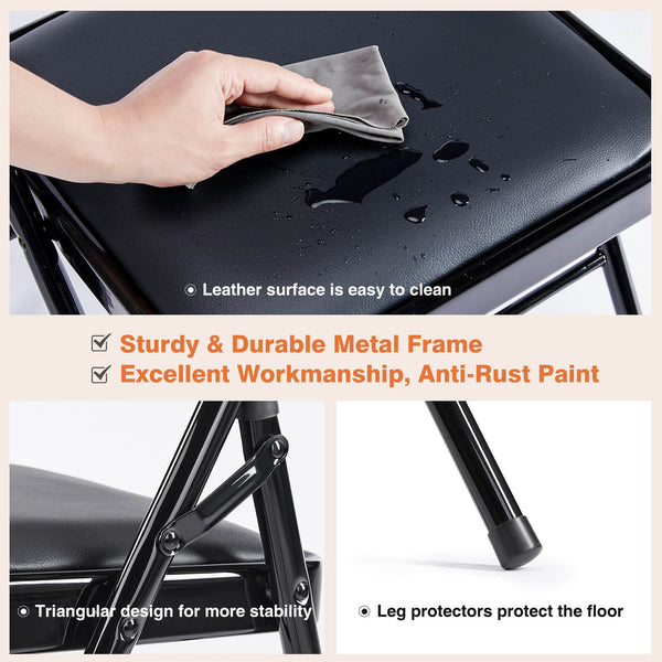 Sweetcrispy Leather Folding Chair for Events and Home Use