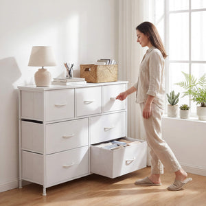 Sweetcrispy Dresser Wooden Top with Storage for Living Room Bedroom