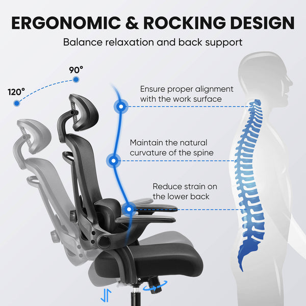 Sweetcrispy Office Chair 120° Tilt with Flip-Up Armrests for Offices