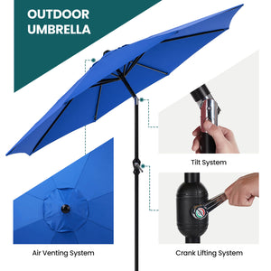 Sweetcrispy Patio Sunshade, 9 Feet with 8 Bones for Patios, Pools