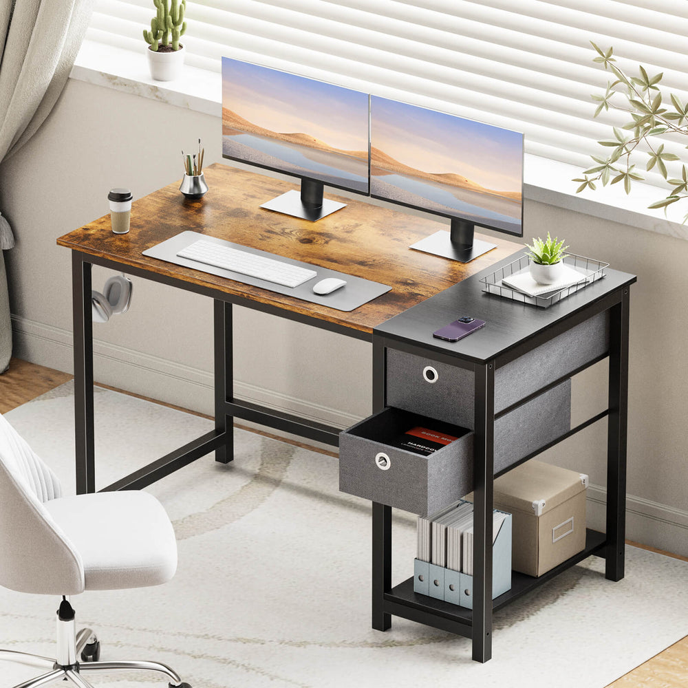 Sweetcrispy Computer Desk with Drawers for Bedroom Playroom