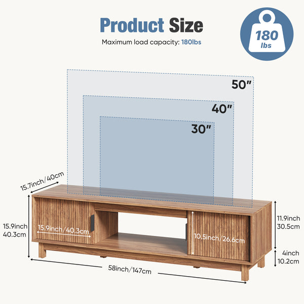 Sweetcrispy Boho TV Stand with Storage, Entertainment Center for TVs up to 65”