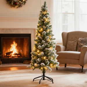 🎁 Sweetcrispy Luxury Pre-Decorated Artificial Fir Christmas Pencil Tree with Lights (100% off)