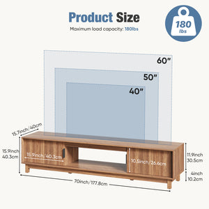 Sweetcrispy Boho TV Stand with Storage, Entertainment Center for TVs up to 65”