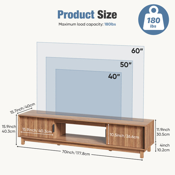 Sweetcrispy Boho TV Stand with Storage, Entertainment Center for TVs up to 65”