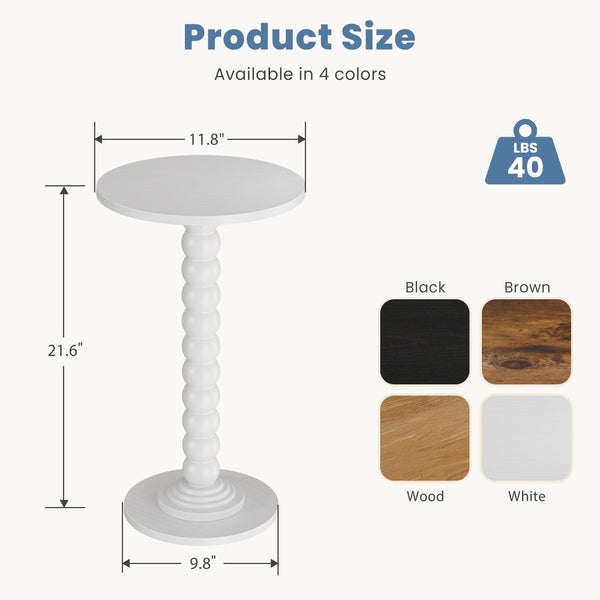 Sweetcrispy Round Side Table, Compact Wood Accent End Table with Waterproof Top for Sofa, Bedside, Corners & Small Space
