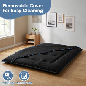 Sweetcrispy Japanese Floor Mattress with Washable Cover, Folding Memory Foam Sleeping Mat for Dorm, Camping & Guest Room