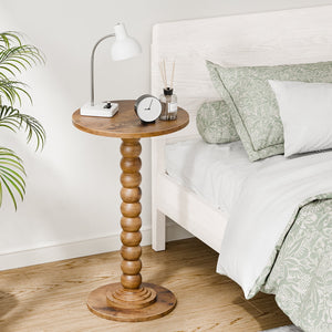 Sweetcrispy Round Side Table, Compact Wood Accent End Table with Waterproof Top for Sofa, Bedside, Corners & Small Space