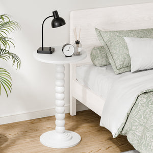 Sweetcrispy Round Side Table, Compact Wood Accent End Table with Waterproof Top for Sofa, Bedside, Corners & Small Space