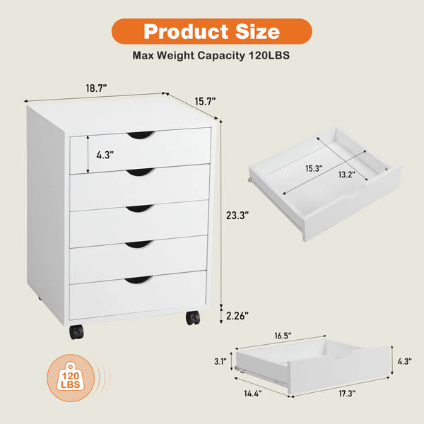 Sweetcrispy 5 Drawer Chest of Drawers for Living Room Office