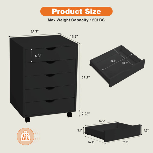 Sweetcrispy 5 Drawer Chest of Drawers for Living Room Office