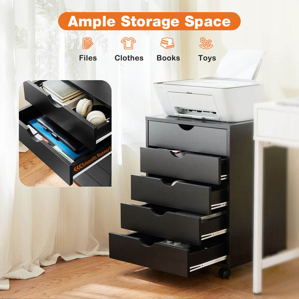 Sweetcrispy 5 Drawer Chest of Drawers for Living Room Office
