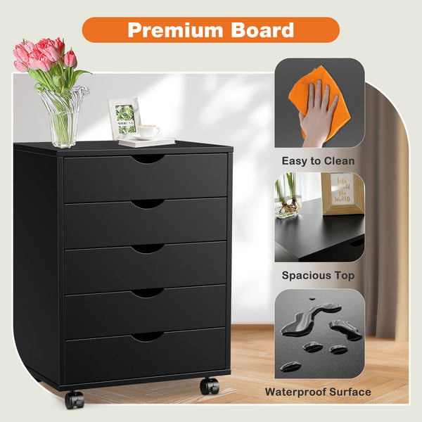 Sweetcrispy 5 Drawer Chest of Drawers for Living Room Office