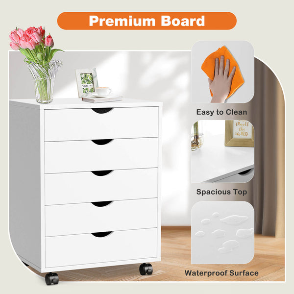 Sweetcrispy 5 Drawer Chest of Drawers for Living Room Office