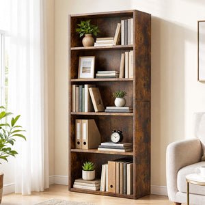 Sweetcrispy Adjustable Bookshelf, Freestanding Bookcase with Storage