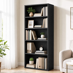 Sweetcrispy Adjustable Bookshelf, Freestanding Bookcase with Storage