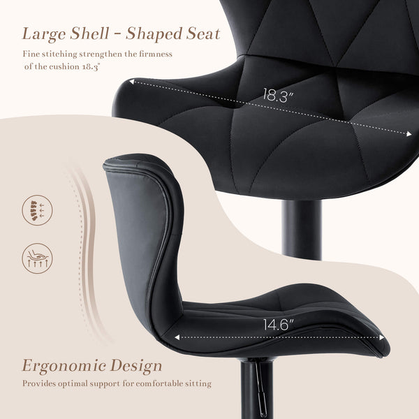 Sweetcrispy Faux Leather Diamond-Quilted Bar Stool-set of 2