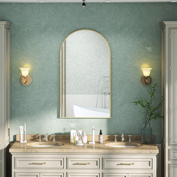 Sweetcrispy Gothic Arched Wall Mirror for Bathroom