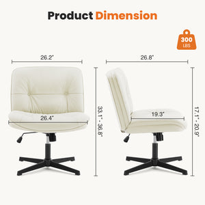 Sweetcrispy Cross Legged Chair Without Wheels  with Comfy PU Leather & Back