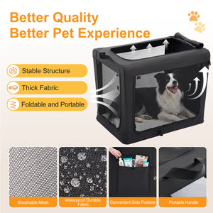 Sweetcrispy Portable Foldable Dog Crate, Soft-Sided Pet Carrier with Mesh Panels