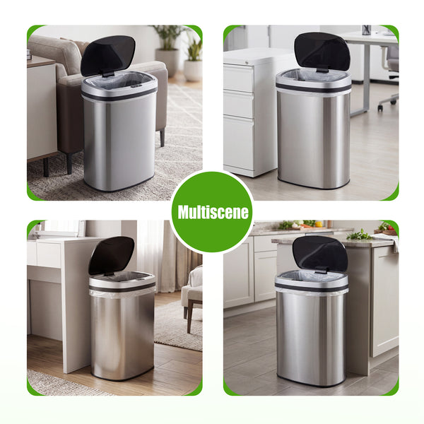 Sweetcrispy 50L Automatic Trash Can, Stainless Steel with 7" Smart Sensor Lid