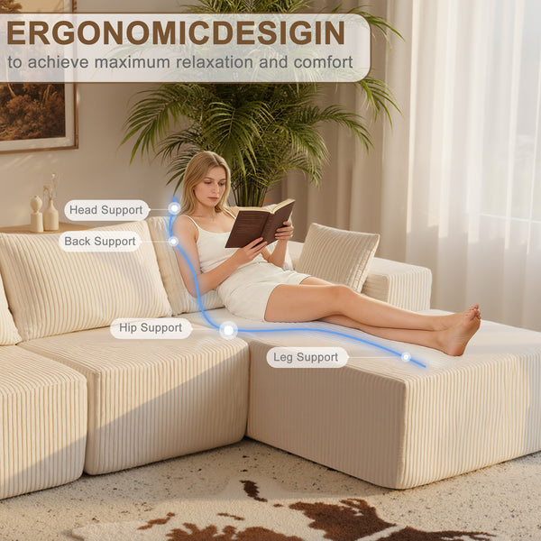 Sweetcrispy 108" Modern Modular Couch Sectional Sofa for Living Room