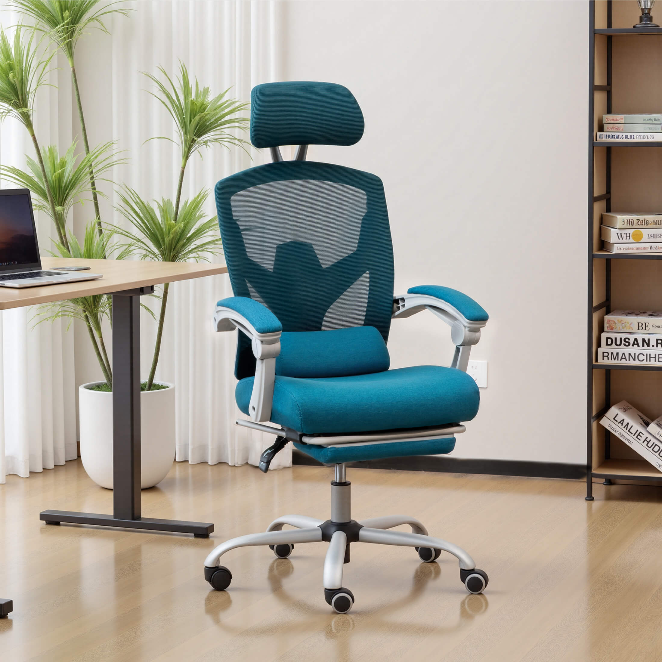 Sweetcrispy Office Chair with Footrest & Lumbar Support