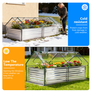 Sweetcrispy Mini Greenhouse Raised Garden Bed with Dual Roll-Up Windows