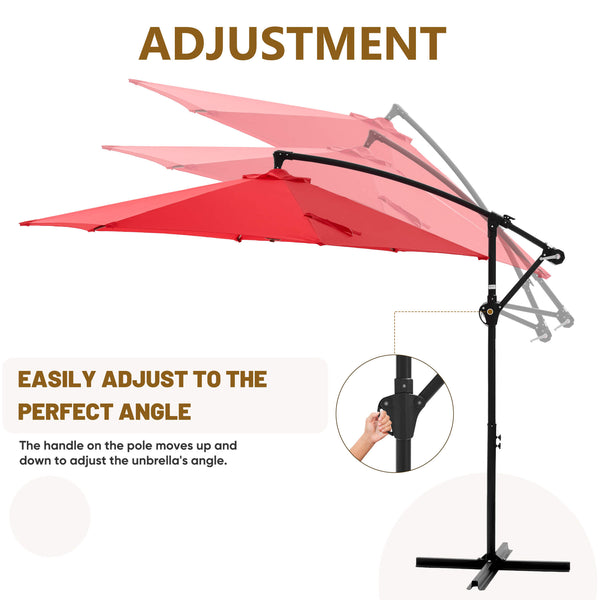 Sweetcrispy 10ft Cantilever Patio Umbrella for Garden, Backyard, Poolside