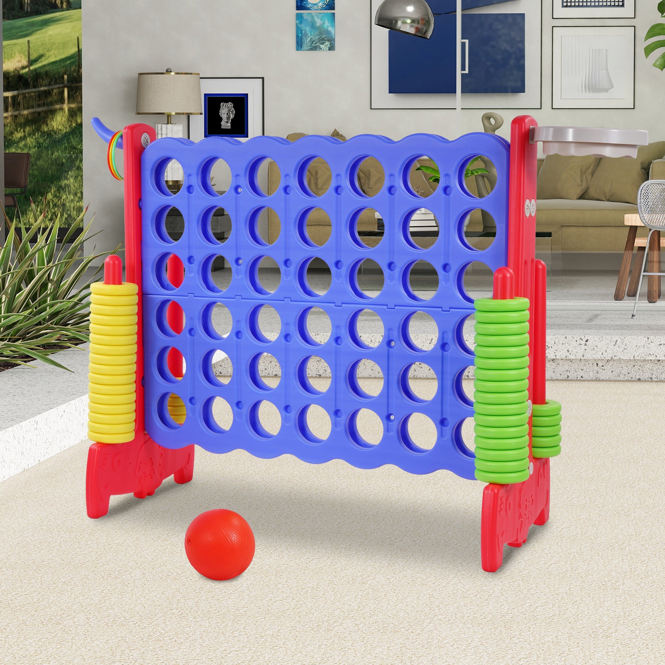 Giant 4-to-Score Game Set, 4-in-A-Row Jumbo with 42 Jumbo Rings & Quic
