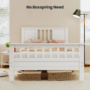 Sweetcrispy Classic Solid Wood Twin Bed Frame with Headboard & Footboard