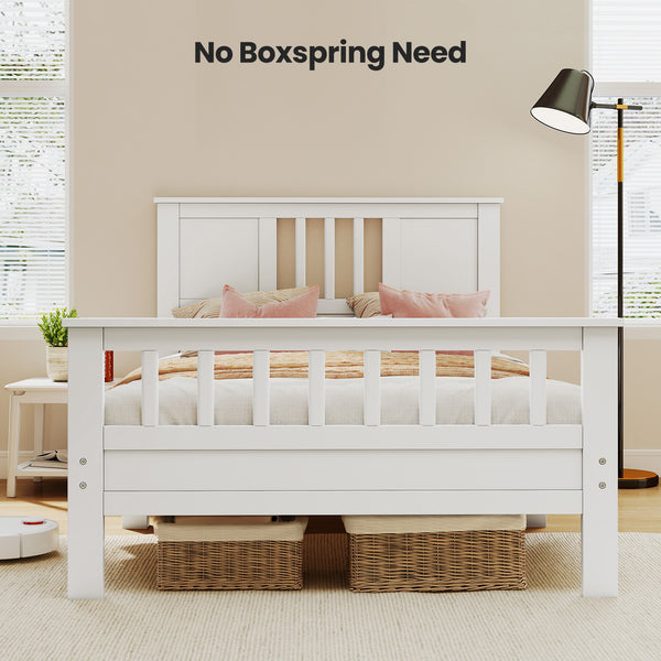 Sweetcrispy Classic Solid Wood Twin Bed Frame with Headboard & Footboard