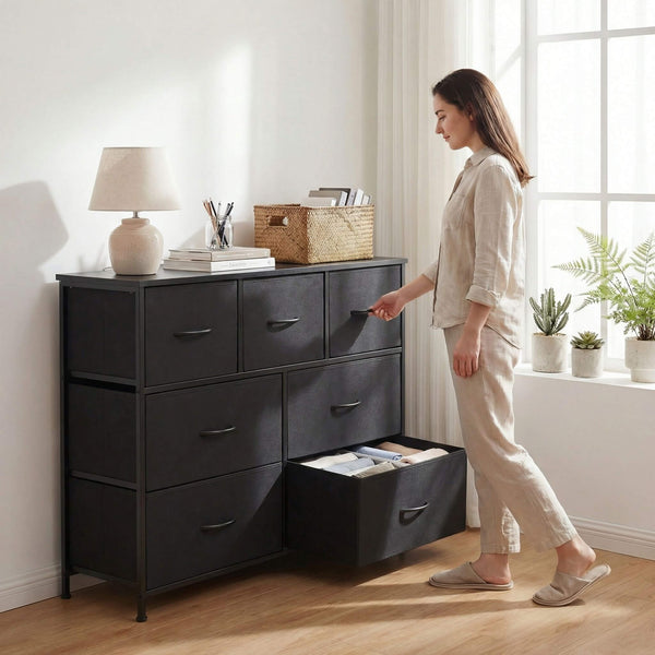 Sweetcrispy Dresser Wooden Top with Storage for Living Room Bedroom