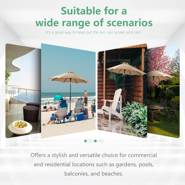 Sweetcrispy Patio Sunshade, 9 Feet with 8 Bones for Patios, Pools