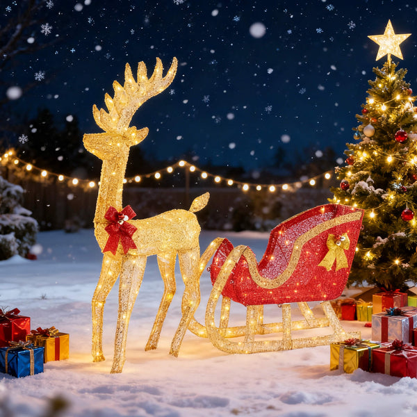 sleigh and reindeer outdoor