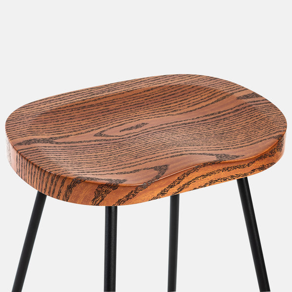 Sweetcrispy Wooden Counter Height Bar Stool with Metal Frame & Footrest