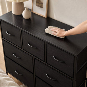 Sweetcrispy Dresser Wooden Top with Storage for Living Room Bedroom