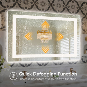 Sweetcrispy Rectangular LED Bathroom Mirror with Anti-Fog & Touch Control