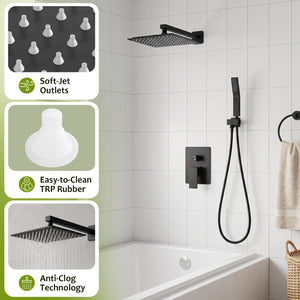 Sweetcrispy 304 Stainless Steel Wall Mount Shower Head and Handle Set, Anti-Rust, 360° Adjustable, Pressure Balanced, Temp Stable, High Flow Luxury Trim Kit‌