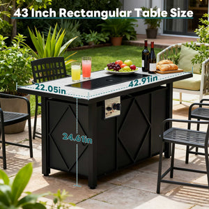 Sweetcrispy 43" Outdoor Fire Pit Table with 50,000 BTU Heater