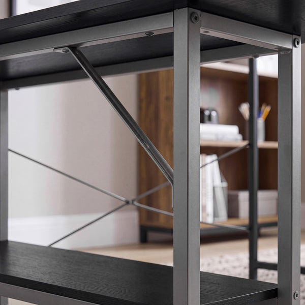 Sweetcrispy, L Shaped Computer Desk with Storage Shelves, Corner Office Desk