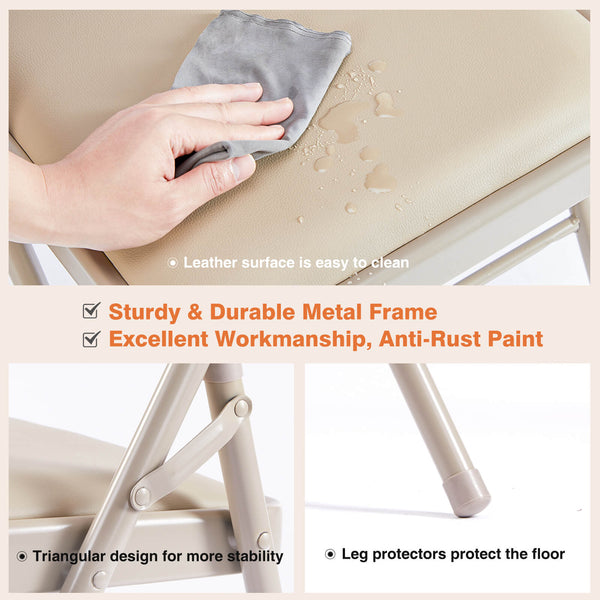 Sweetcrispy Leather Folding Chair for Events and Home Use