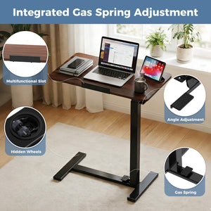 Sweetcrispy Adjustable Standing Desk with Tilting Top, Ideal for Use Next to a Sofa or Bed